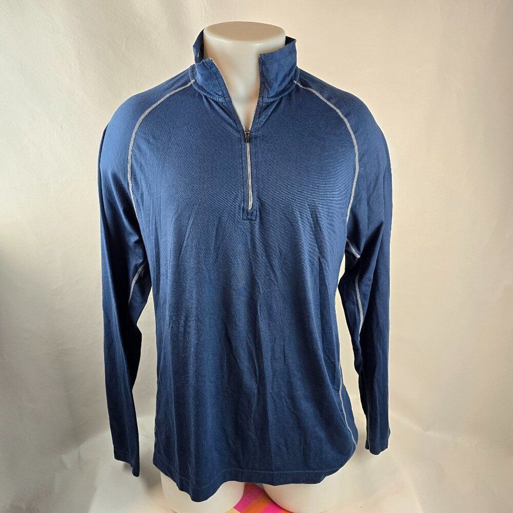 Cloudveil Shirt Mens XL Blue Base Layer Quarter Zip 1/4 Zip Stretch Outdoors